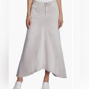 Selma pieced asymmetric denim maxi skirt